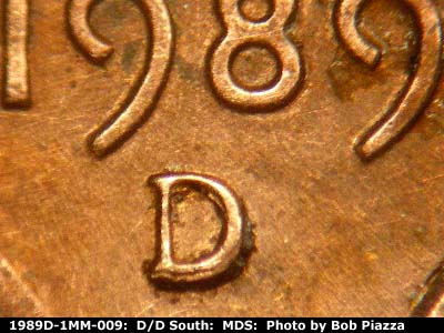 1989 Lincoln cent obverse, CopperCoins die 1989D•1MM•009.