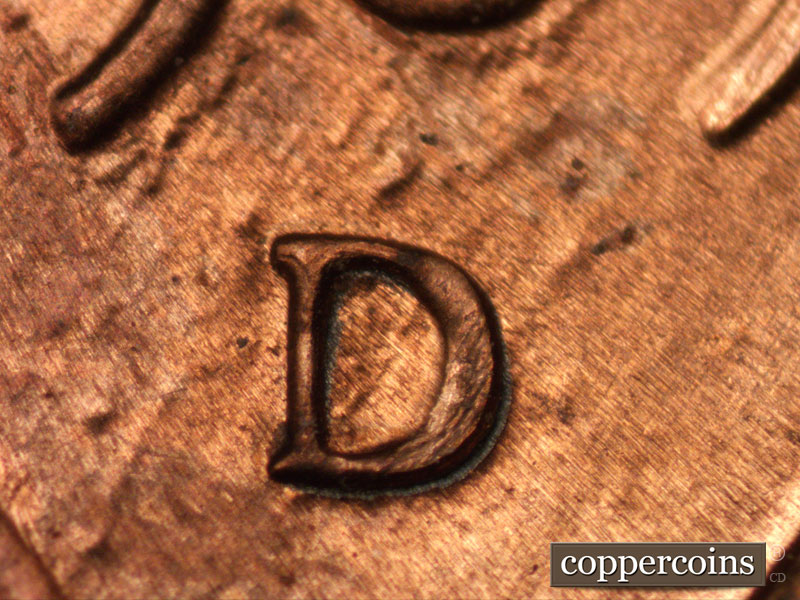 Die-stage C marker on 1989D•1MM•010 (1989 Repunched Mint Mark).