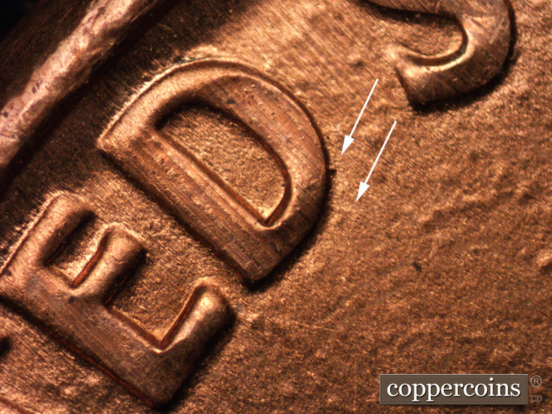 Die-stage C marker on 1989D•1MM•010 (1989 Repunched Mint Mark).