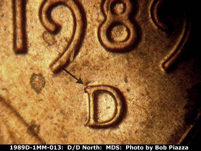 1989 Lincoln cent obverse, CopperCoins die 1989D•1MM•013.
