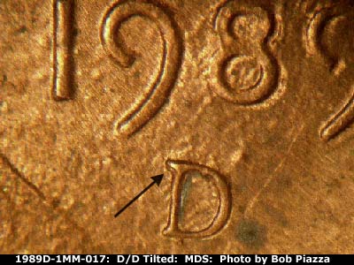 1989 Lincoln cent obverse, CopperCoins die 1989D•1MM•017.