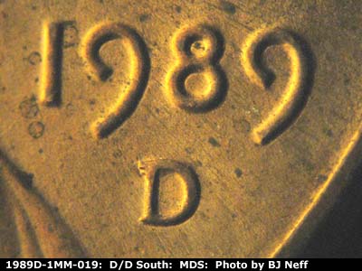 1989 Lincoln cent obverse, CopperCoins die 1989D•1MM•019.