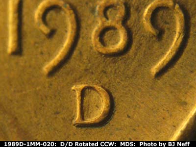 1989 Lincoln cent obverse, CopperCoins die 1989D•1MM•020.