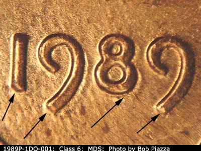 1989 Lincoln cent obverse, CopperCoins die 1989P•1DO•001.