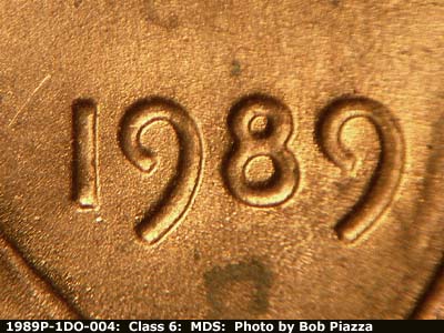 1989 Lincoln cent obverse, CopperCoins die 1989P•1DO•004.