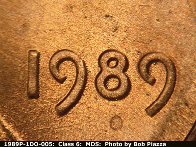 1989 Lincoln cent obverse, CopperCoins die 1989P•1DO•005.