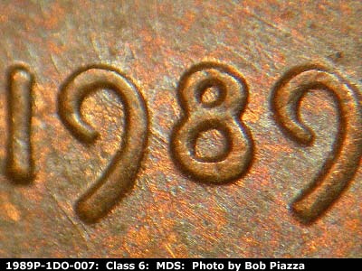 1989 Lincoln cent obverse, CopperCoins die 1989P•1DO•007.
