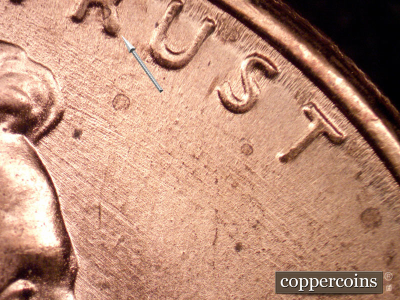 Die-stage C marker on 1989P•1DO•010 (1989 Doubled Die Obverse).