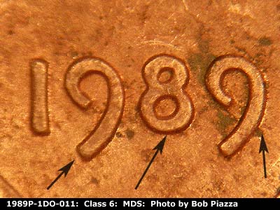 1989 Lincoln cent obverse, CopperCoins die 1989P•1DO•011.