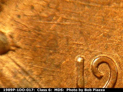 Die-stage B marker on 1989P•1DO•017 (1989 Doubled Die Obverse).