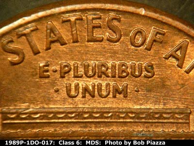 Die-stage B marker on 1989P•1DO•017 (1989 Doubled Die Obverse).