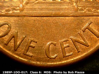 Die-stage B marker on 1989P•1DO•017 (1989 Doubled Die Obverse).