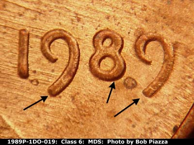 1989 Lincoln cent obverse, CopperCoins die 1989P•1DO•019.