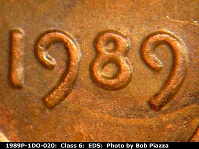 Die-stage A marker on 1989P•1DO•020 (1989 Doubled Die Obverse).