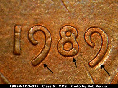 1989 Lincoln cent obverse, CopperCoins die 1989P•1DO•022.