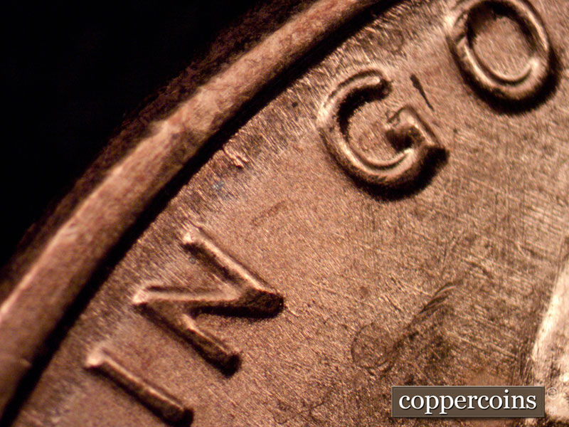 Die-stage A marker on 1989P•1DO•023 (1989 Doubled Die Obverse).