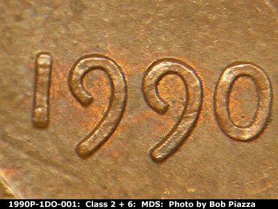 1990 Lincoln cent obverse, CopperCoins die 1990P•1DO•001.