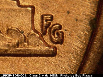 1992 Lincoln cent obverse, CopperCoins die 1992P•1DR•001.
