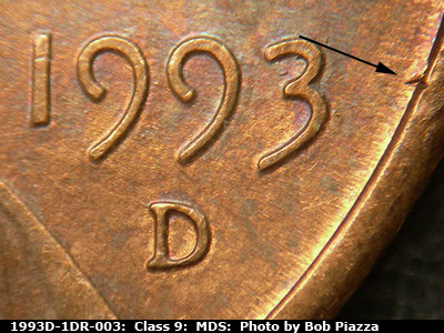 1993 Lincoln cent obverse, CopperCoins die 1993D•1DR•003.