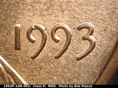 1993 Lincoln cent obverse, CopperCoins die 1993P•1DR•002.