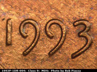 1993 Lincoln cent obverse, CopperCoins die 1993P•1DR•004.