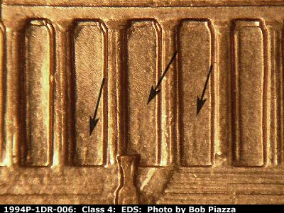Die-stage A marker on 1994P•1DR•006 (1994 Doubled Die Reverse).