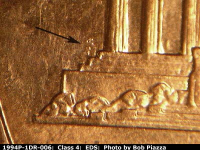 Die-stage A marker on 1994P•1DR•006 (1994 Doubled Die Reverse).
