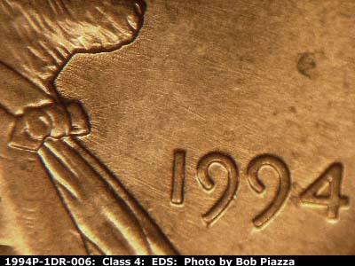 Die-stage A marker on 1994P•1DR•006 (1994 Doubled Die Reverse).
