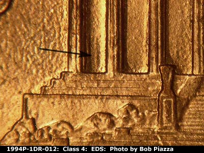 Die-stage A marker on 1994P•1DR•012 (1994 Doubled Die Reverse).