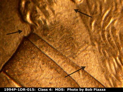 Die-stage B marker on 1994P•1DR•015 (1994 Doubled Die Reverse).