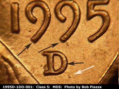 1995 Lincoln cent obverse, CopperCoins die 1995D•1DO•001.