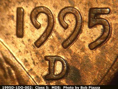 1995 Lincoln cent obverse, CopperCoins die 1995D•1DO•002.