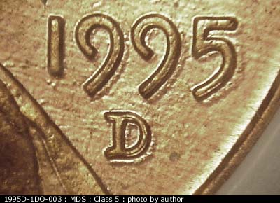 1995 Lincoln cent obverse, CopperCoins die 1995D•1DO•003.