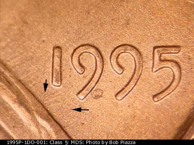 1995 Lincoln cent obverse, CopperCoins die 1995P•1DO•001.