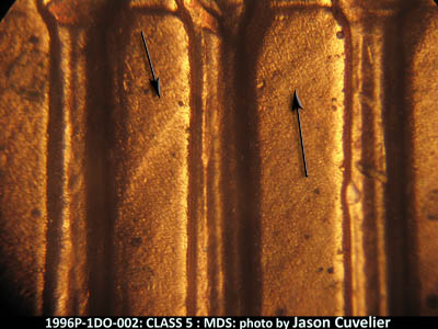 Die-stage B marker on 1996P•1DO•002 (1996 Doubled Die Obverse).