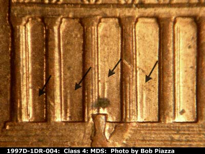 1997 Lincoln cent obverse, CopperCoins die 1997D•1DR•004.