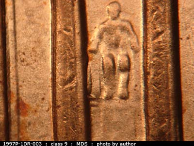 1997 Lincoln cent obverse, CopperCoins die 1997P•1DR•003.