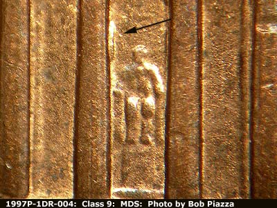 1997 Lincoln cent obverse, CopperCoins die 1997P•1DR•004.