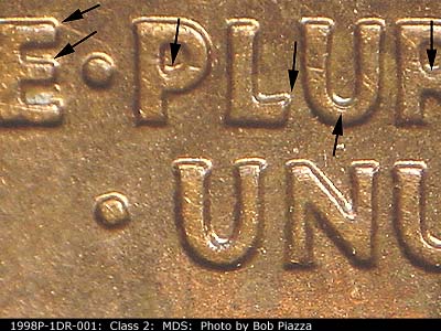 1998 Lincoln cent obverse, CopperCoins die 1998P•1DR•001.