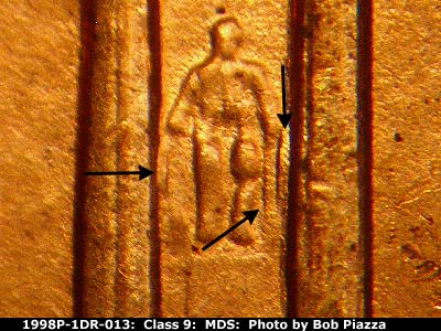 1998 Lincoln cent obverse, CopperCoins die 1998P•1DR•013.