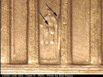 1999 Lincoln cent obverse, CopperCoins die 1999D•1DR•002.