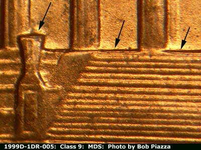 1999 Lincoln cent obverse, CopperCoins die 1999D•1DR•005.