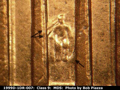 1999 Lincoln cent obverse, CopperCoins die 1999D•1DR•007.