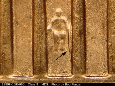 1999 Lincoln cent obverse, CopperCoins die 1999P•1DR•005.
