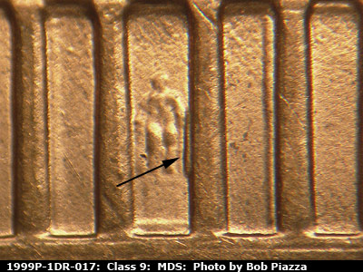 1999 Lincoln cent obverse, CopperCoins die 1999P•1DR•017.