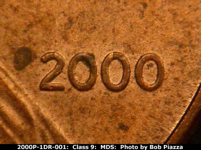 Die-stage B marker on 2000P•1DR•001 (2000 Doubled Die Reverse).