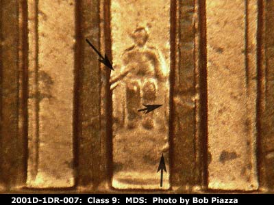 2001 Lincoln cent obverse, CopperCoins die 2001D•1DR•007.