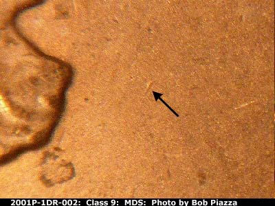 Die-stage B marker on 2001P•1DR•002 (2001 Doubled Die Reverse).
