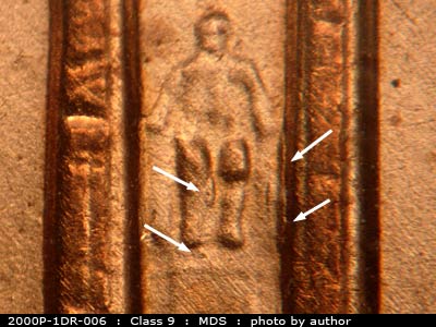 2001 Lincoln cent obverse, CopperCoins die 2001P•1DR•003.