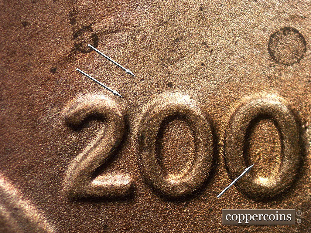 Die-stage B marker on 2001P•1DR•005 showing Die dots in date.